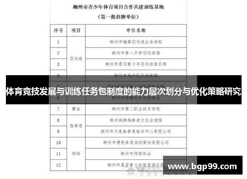 体育竞技发展与训练任务包制度的能力层次划分与优化策略研究